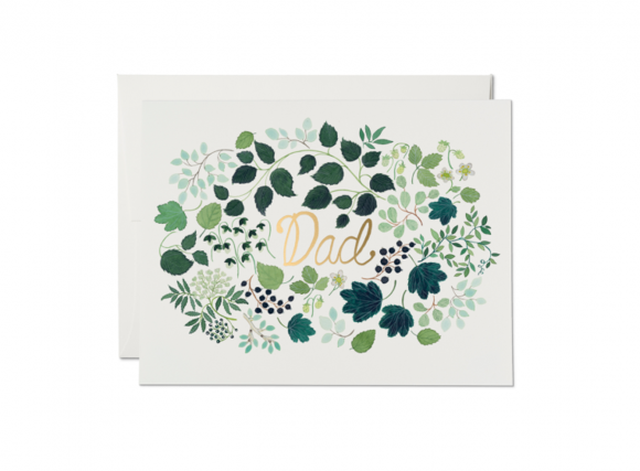 Red Cap Card - Green Floral Father's Day