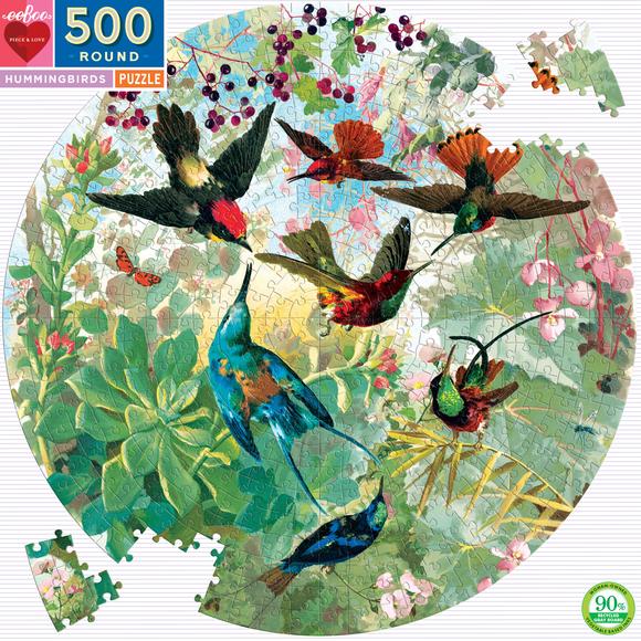 eeBoo Hummingbirds 500 Piece Round Puzzle