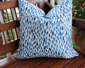 Shades of Blue on Soft White Abstract Print Pillows, Black Friday