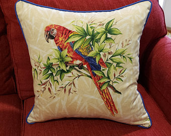 Parrot Throw Pillow Macaw Cushion  Left Facing Christmas Gift, Cyber Week Sale