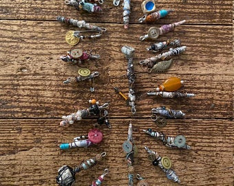 boho beads, hippie beads, fabric charms, bohemian, mixed fibers, tassels, key chains DIY, pocketbook tassel