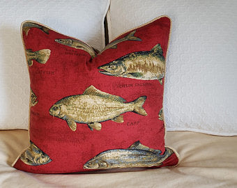 Fishing Pillow Cover, Lumbar Pillow, Fish Pillow, Man Cave Pillow, Fisherman Gift,  Bass Fishing, Cyber Week Sale , Christmas Gift for Him