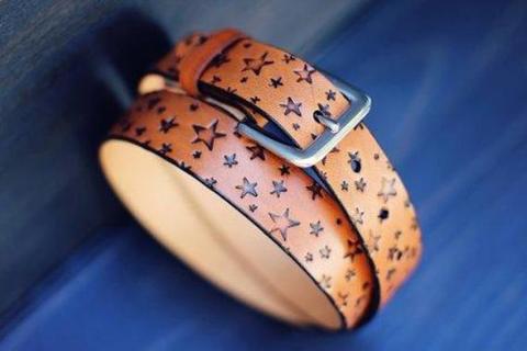 Custom Leather Belt, Star pattern