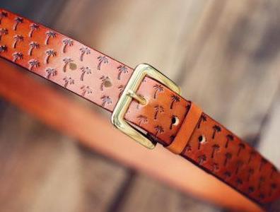 Custom Leather Belt, Palm trees