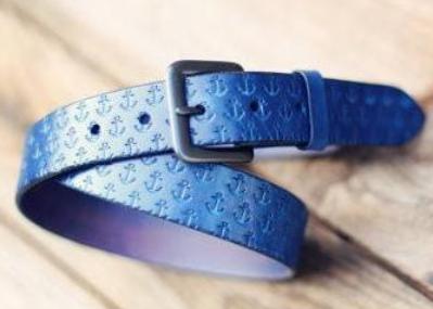 Custom Leather Belt, Anchor pattern