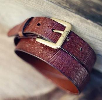 Custom Leather Belt, Aztec