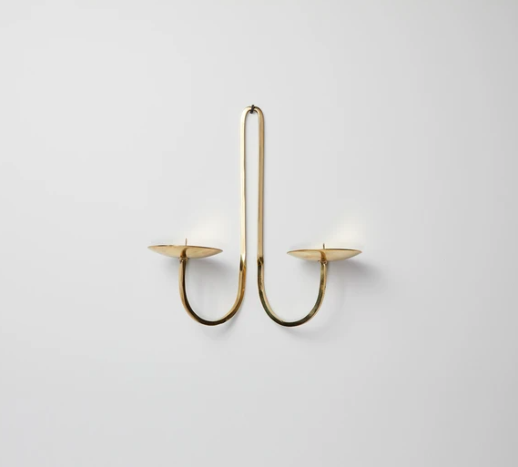 Double Arm Brass Candlestick