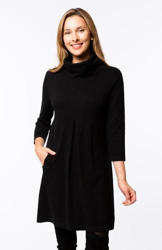 Kim Cowl Cotton Cashmere Dress in Black by Tyler Boe