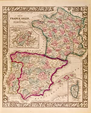 Map of France, Spain, and Portugal