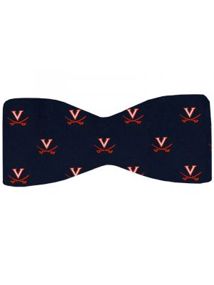 Navy Woven V and Crossed Saber Bow Tie