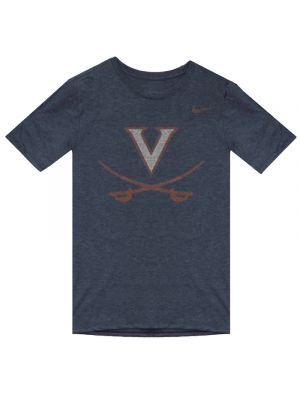 Nike Navy Heather TriBlend V and Crossed Saber T-Shirt