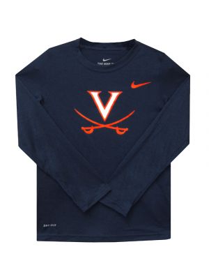 Nike Navy Youth Legend Long Sleeve Performance Top