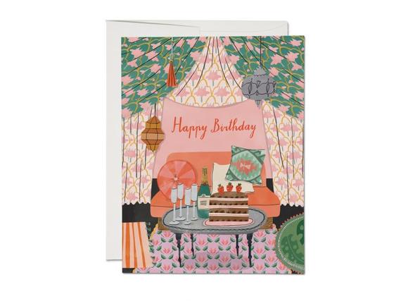 Red Cap Card - Nomad Tent Birthday