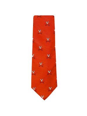 Orange Woven V and Crossed Saber Tie