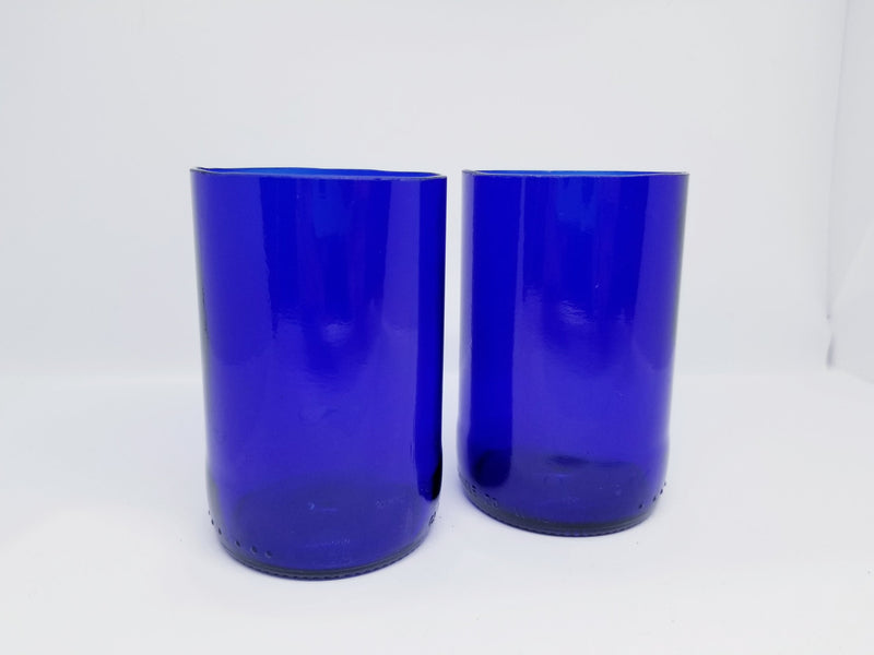 Set of small plain blue glasses