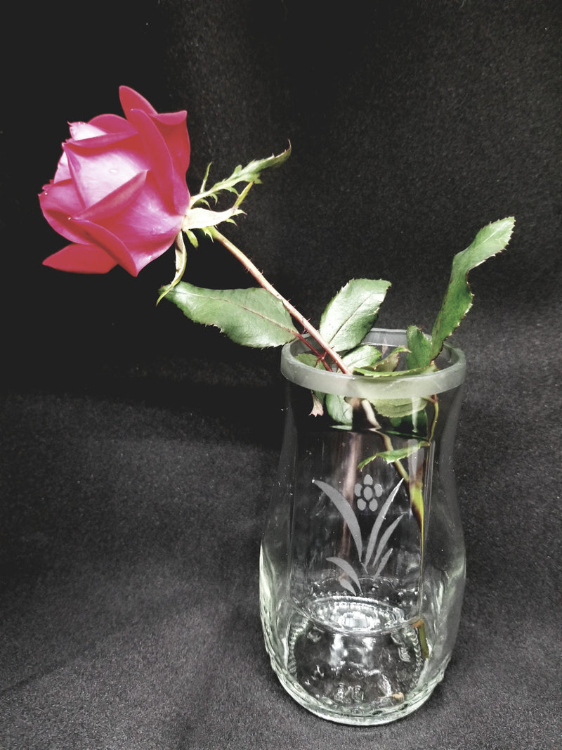 Etched clear vase