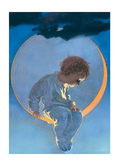 Boy Sitting on Moon Card