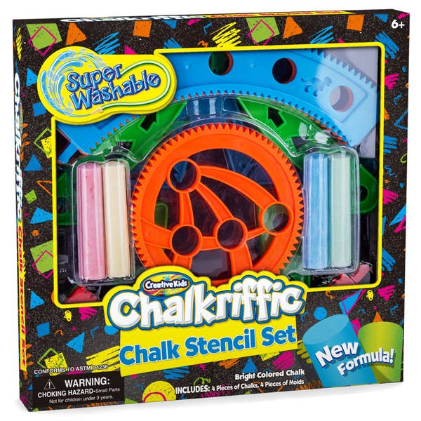 Chalk Mandala Stencil Toy Set With 4 Colored Chalks