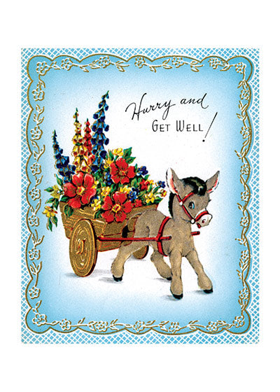 Donkey and Cart of Flowers Card
