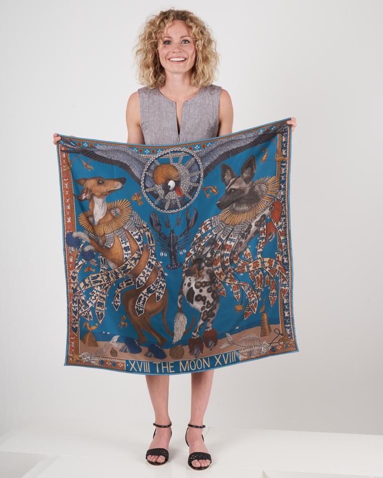 silk scarf 90 x 90 cm - lagoon/fawn