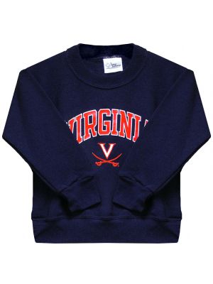 Youth Navy Sweatshirt Arch Over V and Crossed Sabers