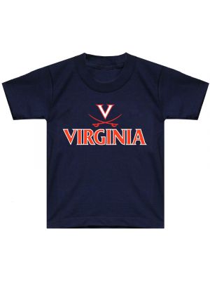 Youth Navy V and Crossed Saber over Virginia T-Shirt